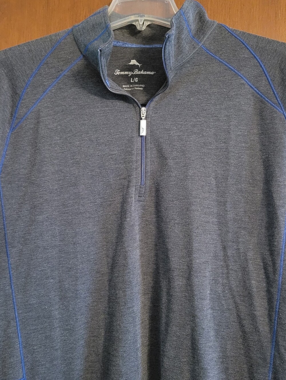 Tommy Bahama Island Zone Shirt Mens Large Gray Long Sleeve 1/4 Zip Pullover - Picture 3 of 9